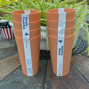 8 simply essential coral color 21.5 oz cups